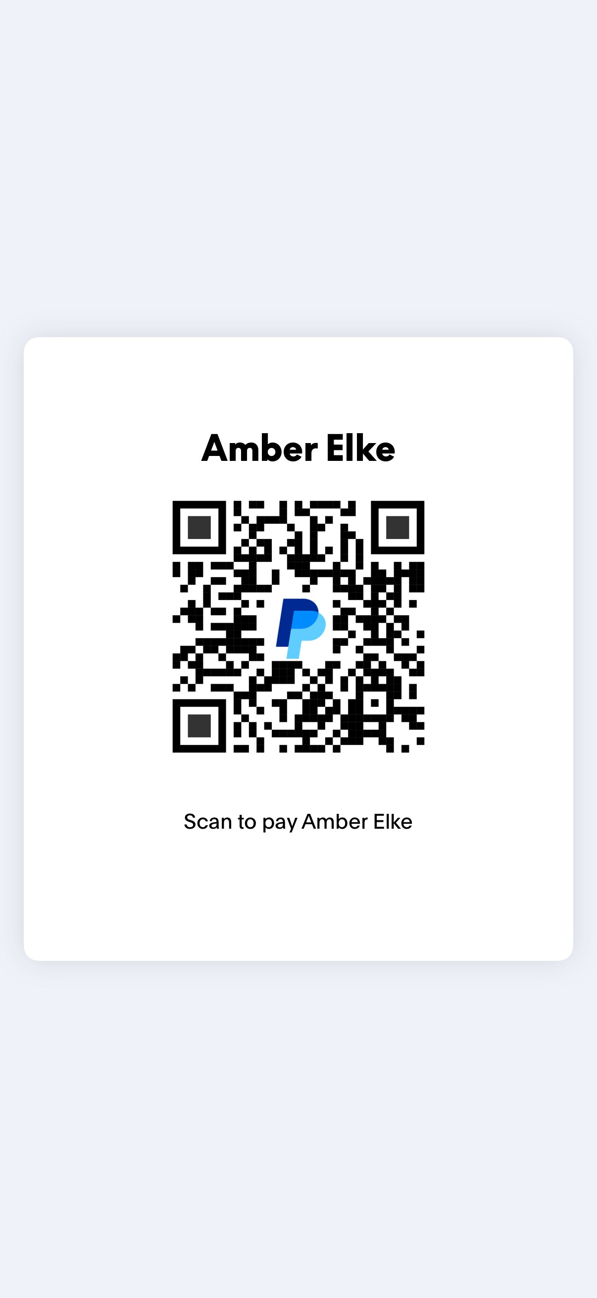 PayPal QR code for Amber President